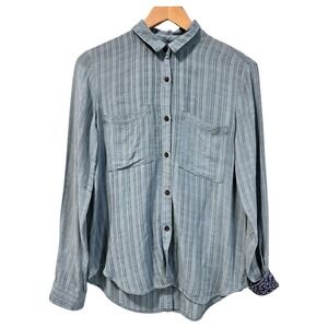 Anthropologie Holding Horses Button Shirt Womens XS Gray Blue Magnolia Western